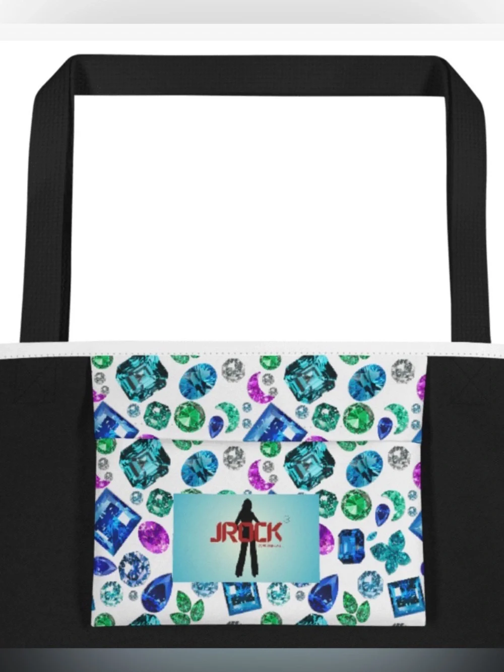 Women’s White Lipstick Print Tote Bag with Black Straps